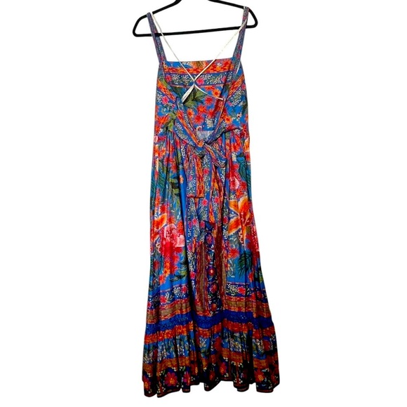 Farm Rio Stitched Garden Blue Maxi Dress Size XL - Picture 3 of 9